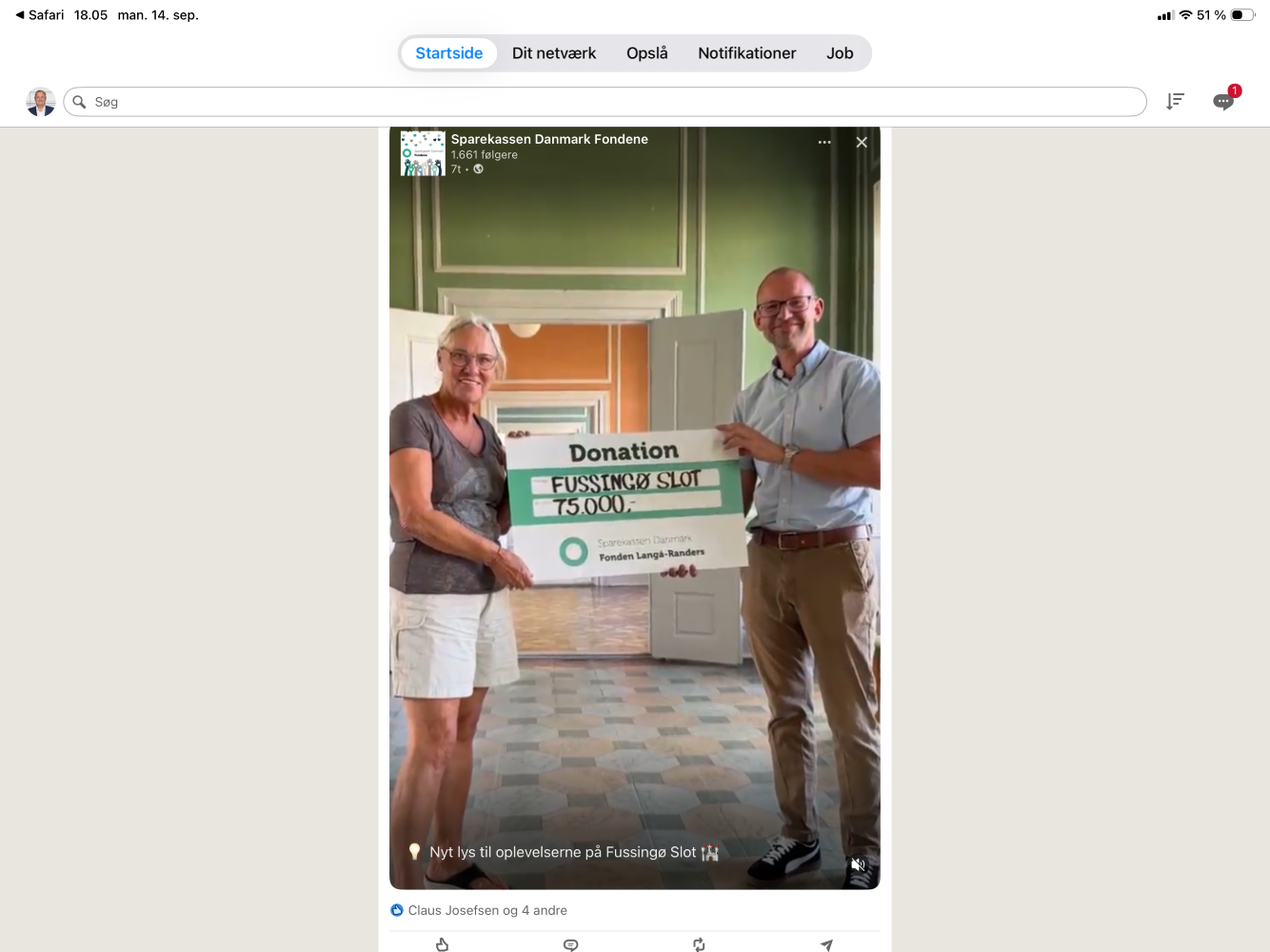 Donation, et tilskud til nye lamper